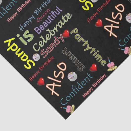 Papier Mousseline Joyeux Anniversaire Tissue Papier Sandy (Détail)