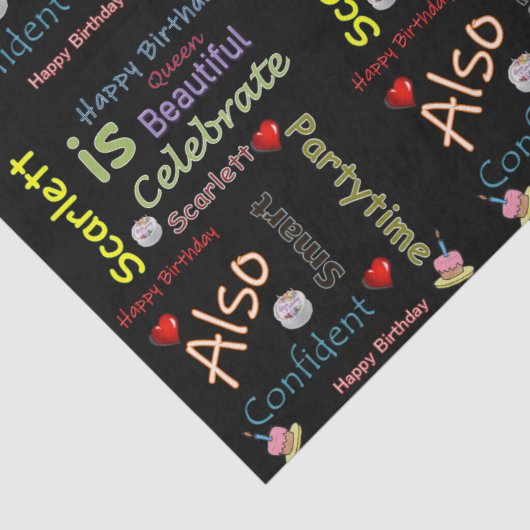 Papier Mousseline Joyeux Anniversaire Tissue Papier Scarlett (Détail)