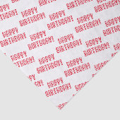 Papier Mousseline Joyeux anniversaire ! Typographie des Coeurs rouge (Détail)