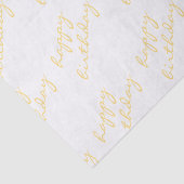 Papier Mousseline Joyeux Anniversaire White Gold Script (Détail)
