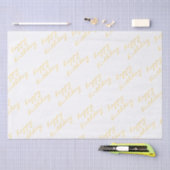 Papier Mousseline Joyeux Anniversaire White Gold Script (Artisanat)