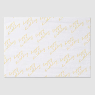 Papier Mousseline Joyeux Anniversaire White Gold Script