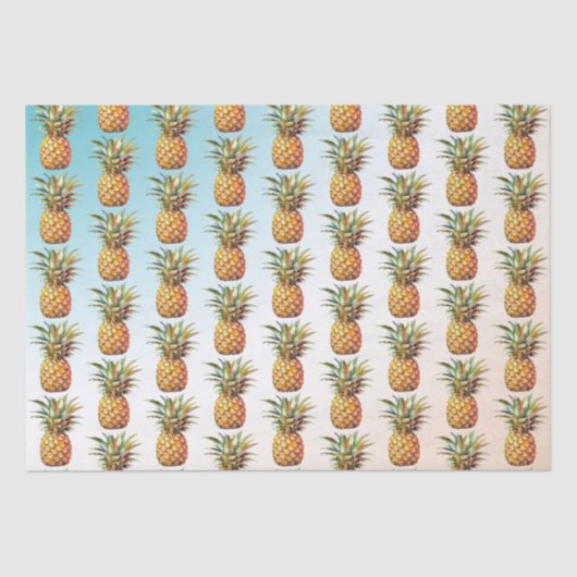 Papier Mousseline Joyeux Aqua Pineapples à la crème tropicale (Recto)