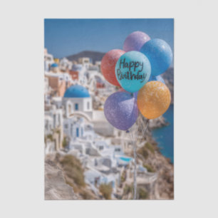 Papier Mousseline Joyeux ballons d'anniversaire à Santorin, Grèce