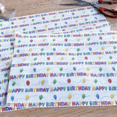 Papier Mousseline Joyeux Ballons d'anniversaire papier de tissus col