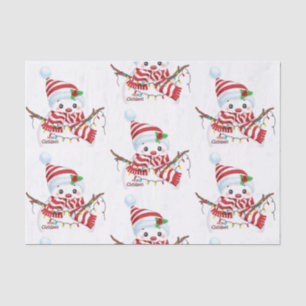 Papier Mousseline Joyeux bonhomme de neige de Noël