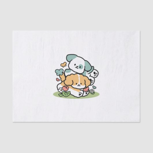 Papier Mousseline Joyeux Chiots Arrivés En Mai - Kawaii Dog Art (Recto)