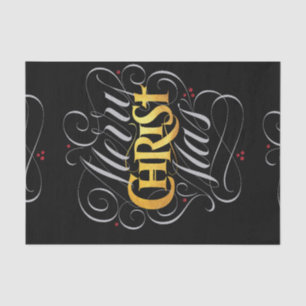 Papier Mousseline Joyeux CHRISTmas Christian Gold Christ Jésus Big