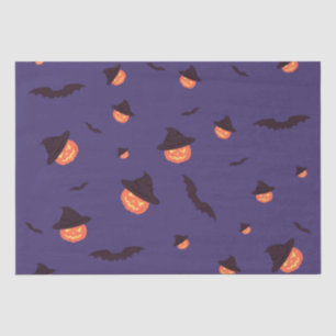 Papier Mousseline Joyeux Citrouille d'Halloween et chauves-souris
