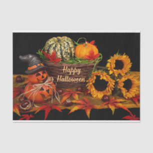 Papier Mousseline Joyeux Citrouilles d'Halloween et tournesols