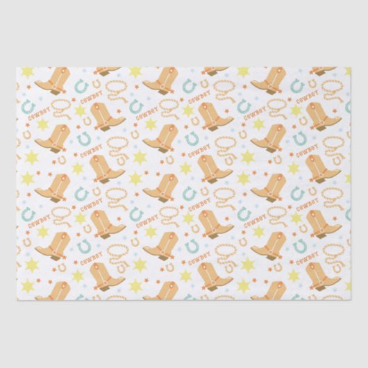 Papier Mousseline Joyeux Cowboy d'anniversaire (Recto)