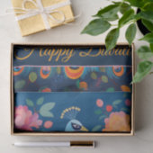 Papier Mousseline Joyeux Diwali Peacock & Flowers (Cadeau)