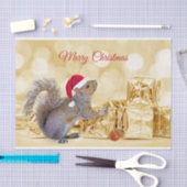 Papier Mousseline Joyeux écureuil de Noël à Santa Hat & Cadeaux (Artisanat)