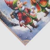 Papier Mousseline Joyeux elfes de Noël dans une nuit de neige (Détail)