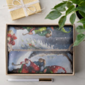 Papier Mousseline Joyeux elfes de Noël dans une nuit de neige (Cadeau)