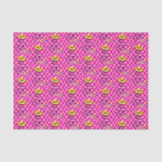 Papier Mousseline Joyeux Flamant rose papier Tissu Anniversaire (Recto)