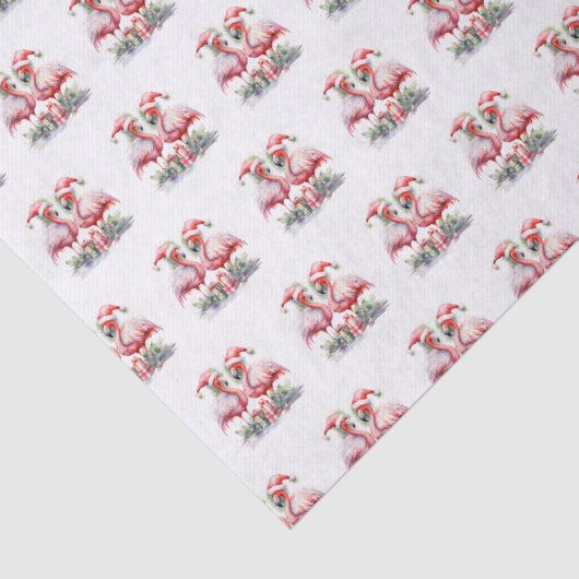Papier Mousseline Joyeux Flamants roses roses de Noël (Détail)