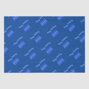 Papier Mousseline Joyeux gâteau d'anniversaire Neon Bleu Signet Text