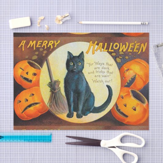 Papier Mousseline Joyeux Halloween chat de Falln (Artisanat)