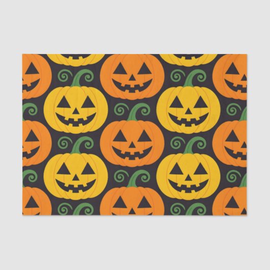Papier Mousseline Joyeux Halloween Jack-O'-Lanterns & Vins À Vigne (Recto)