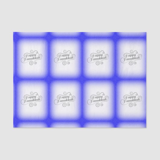 Papier Mousseline Joyeux Hanoukka 2 tons bleu blanc Arrière - plan (Recto)