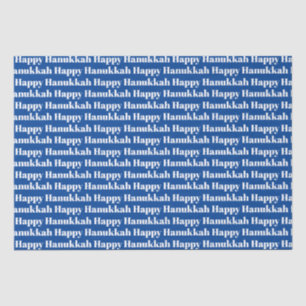 Papier Mousseline Joyeux Hanoukka bleu blanc moderne typographie cad