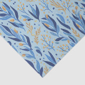 Papier Mousseline Joyeux Hanoukka bleu clair floral (Détail)