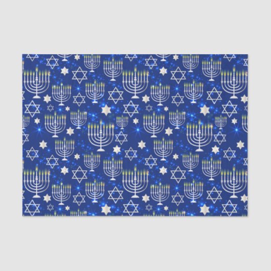 Papier Mousseline Joyeux Hanoukka Modern (Recto)