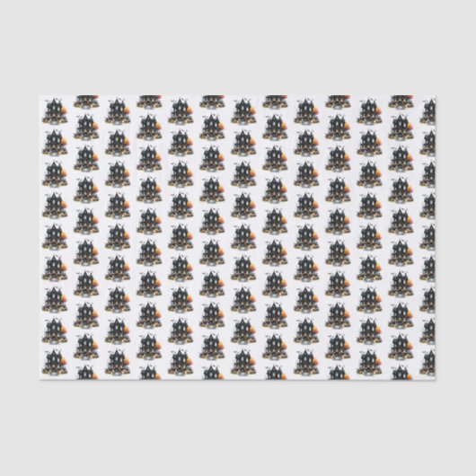 Papier Mousseline Joyeux Motif Éffrayant Halloween (Recto)