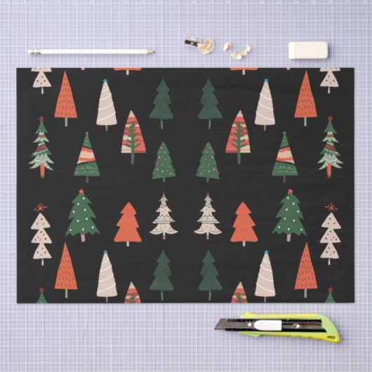 Papier Mousseline Joyeux Noël arbres Festive (Artisanat)