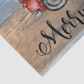 Papier Mousseline Joyeux Noël Bois Rustique Et Chariot Rouge (Détail)