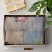 Papier Mousseline Joyeux Noël Bois Rustique Et Chariot Rouge (Cadeau)