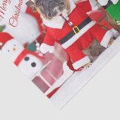 Papier Mousseline Joyeux Noël Bulldogs français Père Noël et Elf (Détail)