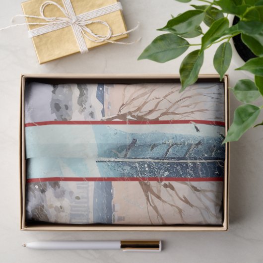 Papier Mousseline Joyeux Noël Cape Cod House Snow Snowy Trees (Cadeau)