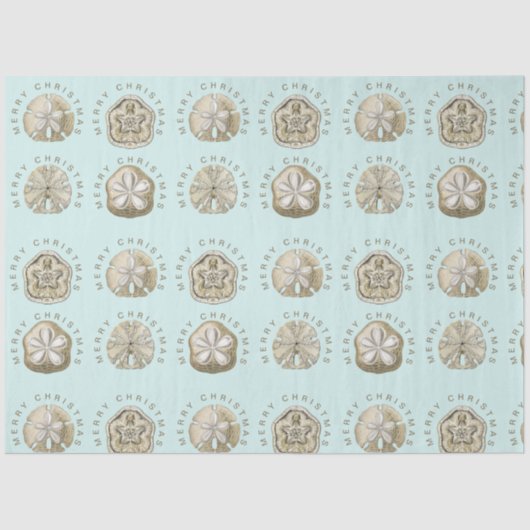 Papier Mousseline Joyeux Noël Dollar de sable Turquoise Motif (Recto)