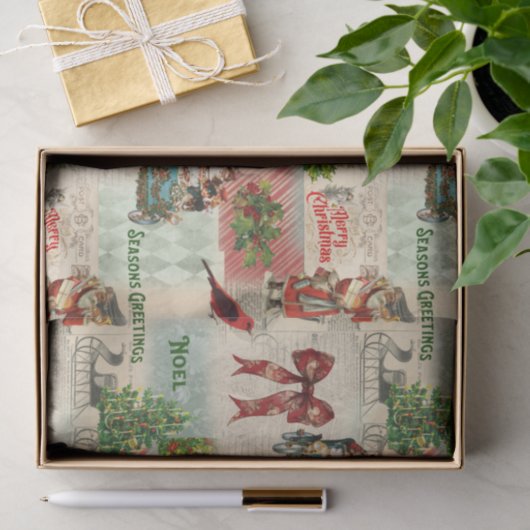 Papier Mousseline Joyeux Noël et Joyeuses Fêtes (Cadeau)