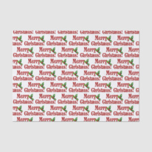 Papier Mousseline Joyeux Noël et Motif de texte Holly