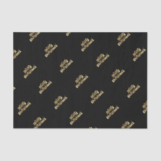 Papier Mousseline Joyeux Noël étoile Noir Typographie (Recto)