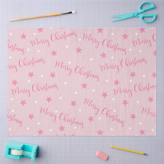 Papier Mousseline Joyeux Noël étoile rose Noël (Artisanat)