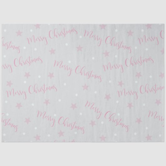 Papier Mousseline Joyeux Noël Etoiles rose vert Noël (Recto)