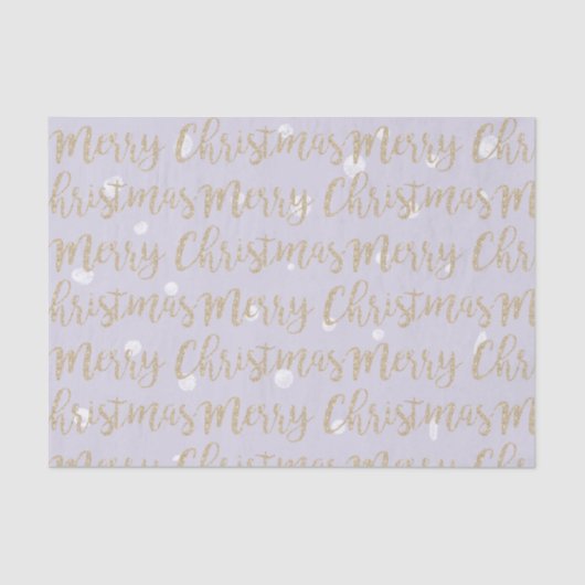 Papier Mousseline Joyeux Noël Faux Gold Script Typographie Lilac (Recto)