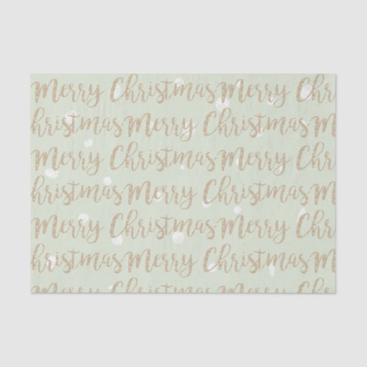 Papier Mousseline Joyeux Noël Faux Gold Script Typographie verte (Recto)