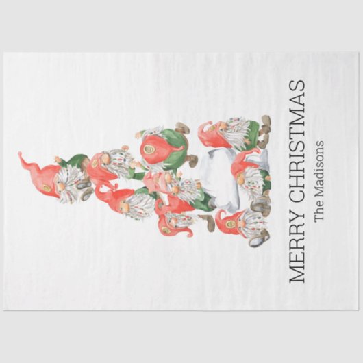 Papier Mousseline Joyeux Noël Funny Gnomes Tree Holiday (Recto)