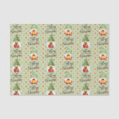 Papier Mousseline Joyeux Noël Gnomes Et Points (Recto)