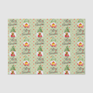 Papier Mousseline Joyeux Noël Gnomes Et Points