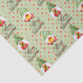 Papier Mousseline Joyeux Noël Gnomes Et Points (Détail)