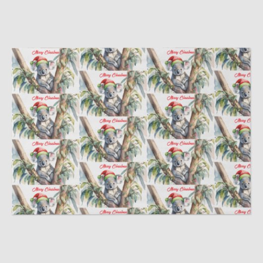 Papier Mousseline Joyeux Noël Koala assis à Gumtree (Recto)