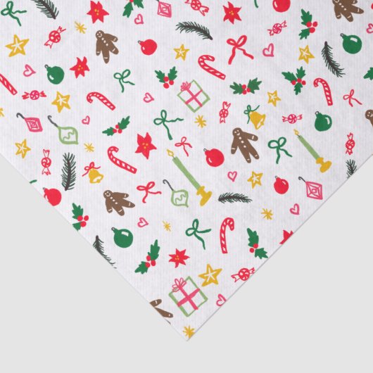 Papier Mousseline Joyeux Noël mignon Doodle Motif Whimsical (Détail)