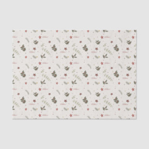 Papier Mousseline Joyeux Noël Muted Holly Foliage Holiday