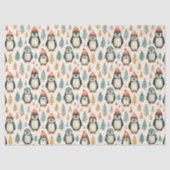 Papier Mousseline Joyeux Noël | Noël des pingouins vintages (Recto)